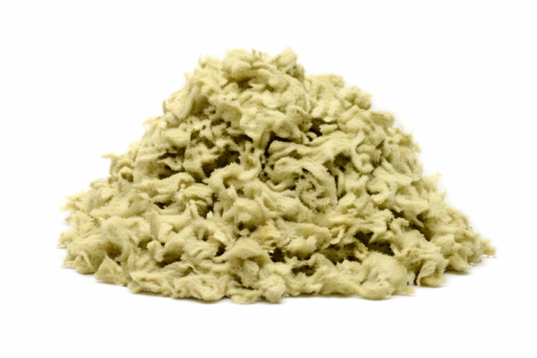 Fluffy cellulose insulation on white background